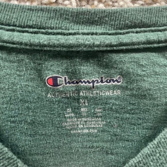 Champion Shirt Adult Extra Large Green‎ Short Sleeve Spell Out Logo Streetwear - Picture 7 of 11